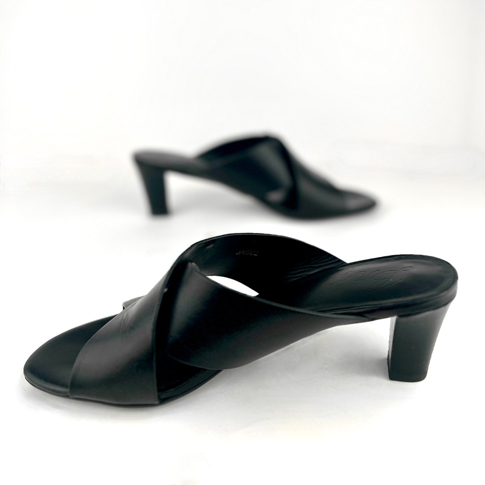 Brighton Tiegs Vacchetta Heeled Sandals Black Leather Silver Hardware Sz 8 Italy - Picture 4 of 9